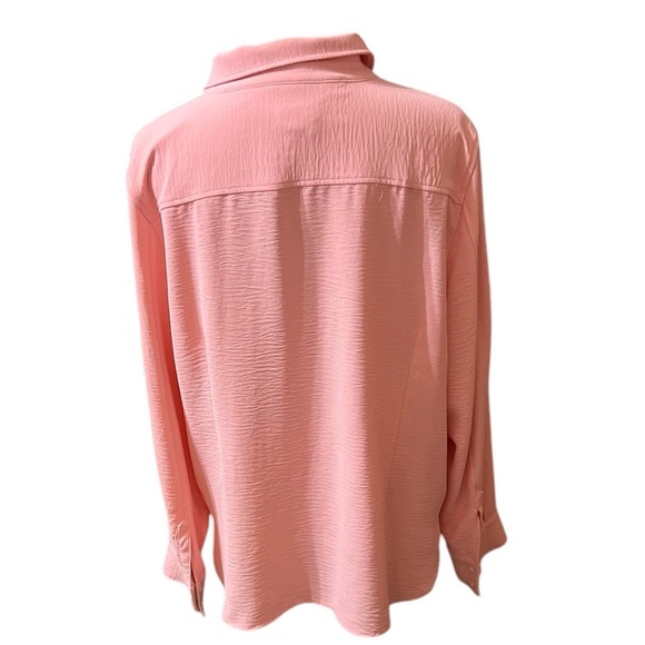Tommy Hilfiger Size 2X Peach Roll Tab Long Sleeve Casual Blouse - Picture 4 of 5